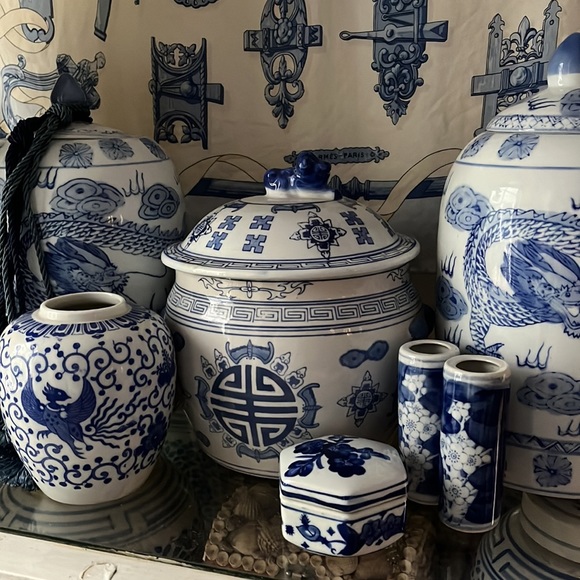 Vintage Other - •VINTAGE S/4 CHINOISERIE GRAND MILLENNIAL MAXIMALIST DECOR•